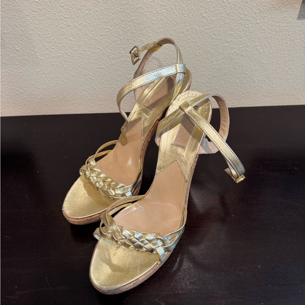 Michael Kors Gold Braided Strap Stiletto Sandals